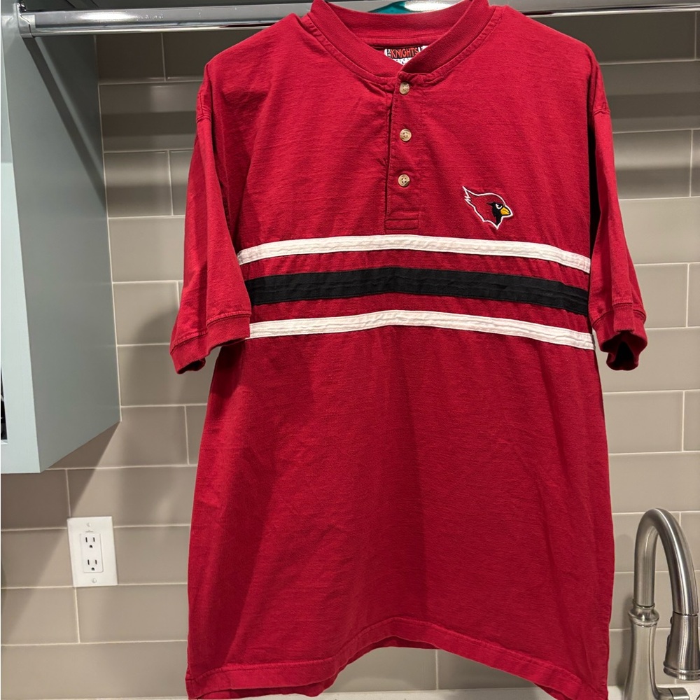 Vintage 90s Arizona Cardinals Henley Striped Tee Iron Knights Athletics Size L